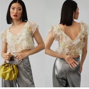 ❤️‍🔥Anthropologie Sheer Floral Overlay Top